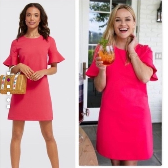 Draper James Bell Sleeve Fuchsia Pink Shift Dress - Picture 2 of 7